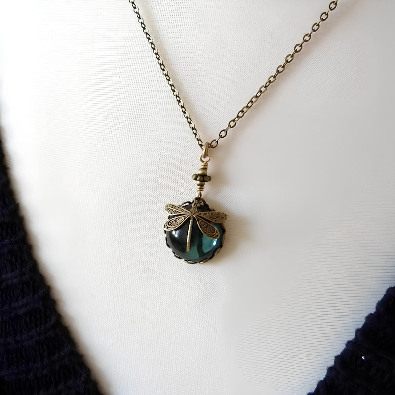Enchanted Dragonfly Crystal Drop Necklace
