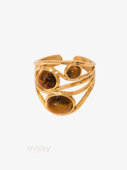 Jai Triple Gem Open-band Ring