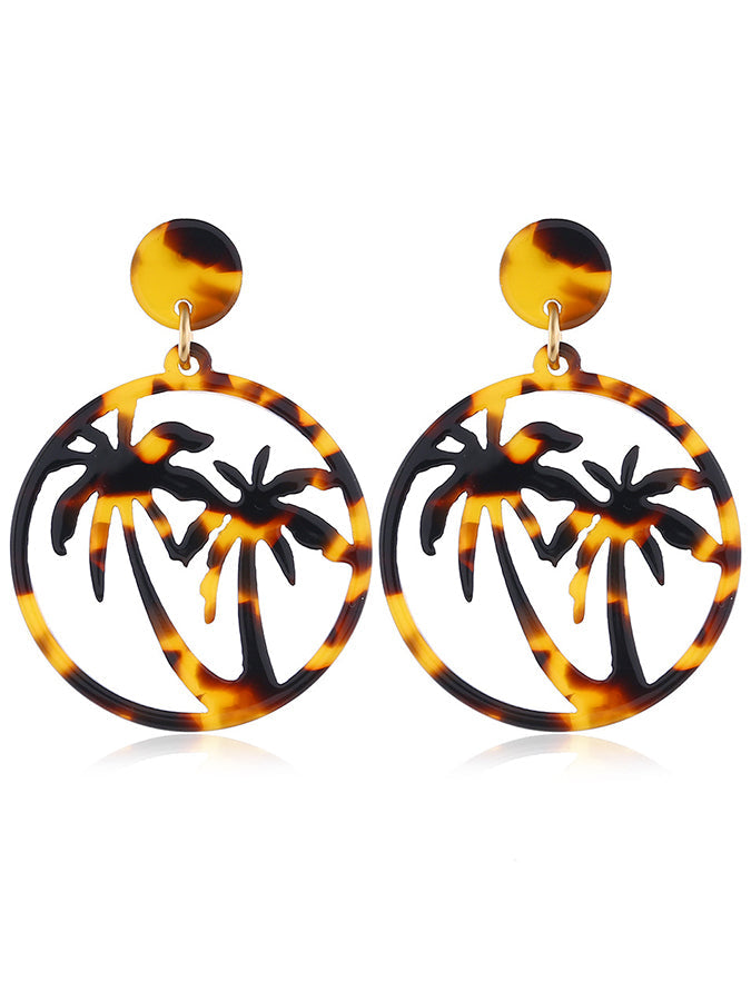 Coconut Tree Leopard Print Beach Earrings