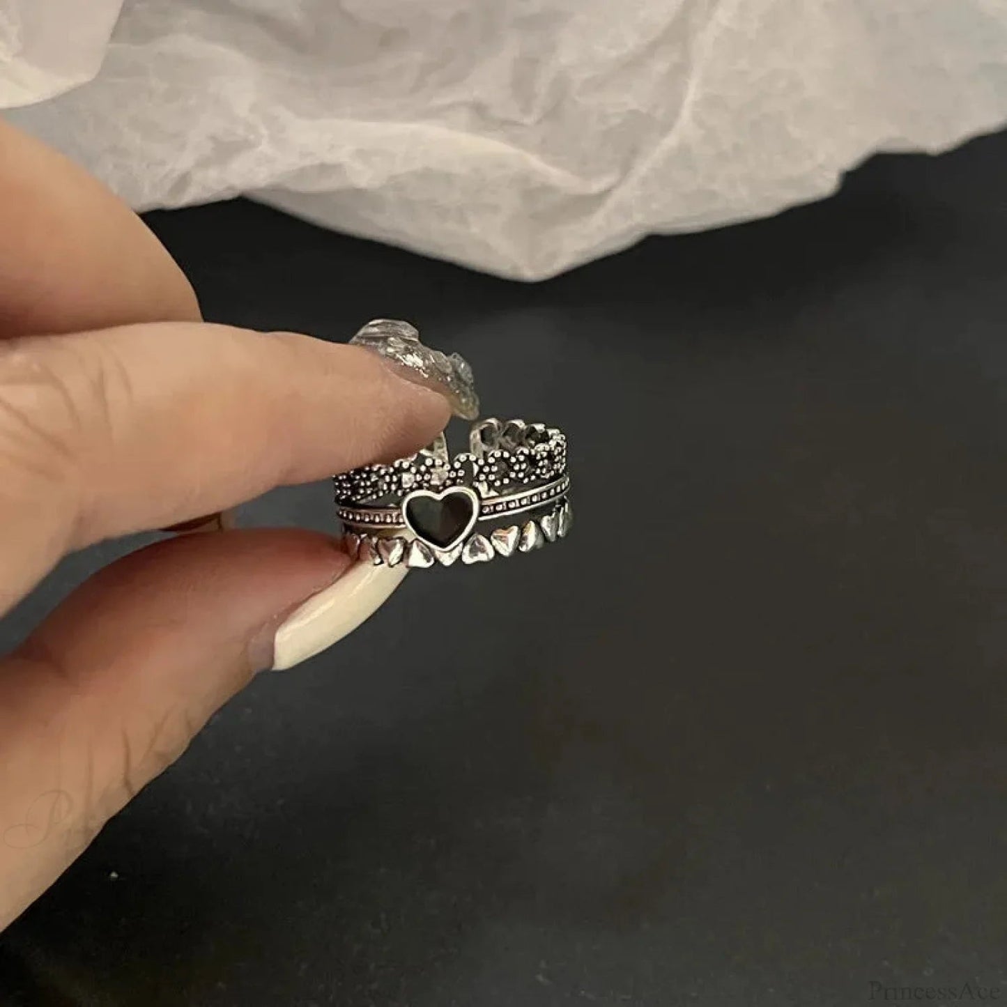 Antique Seraphic Silver Gothic Band