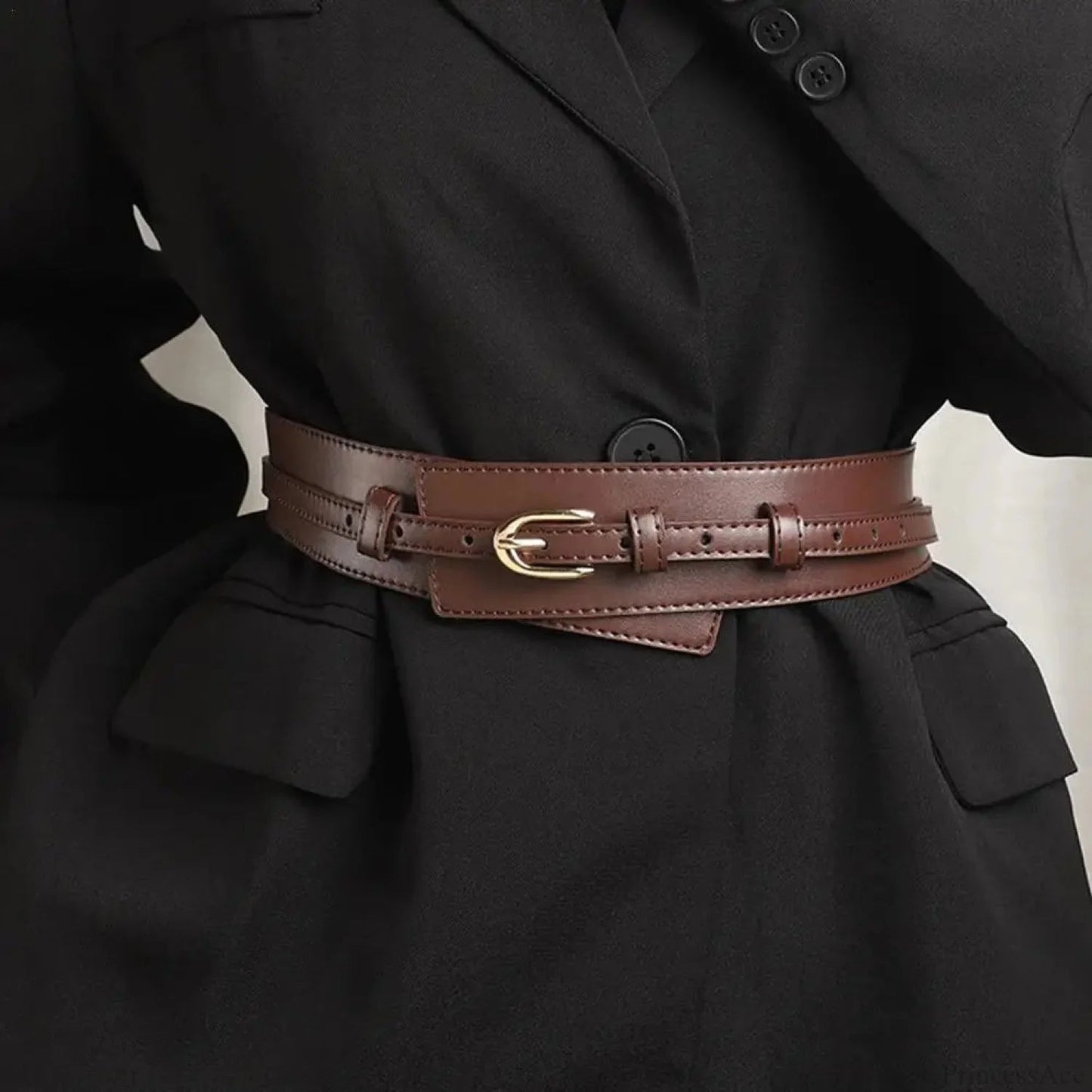 Dark Leather Removable Clasp Belt