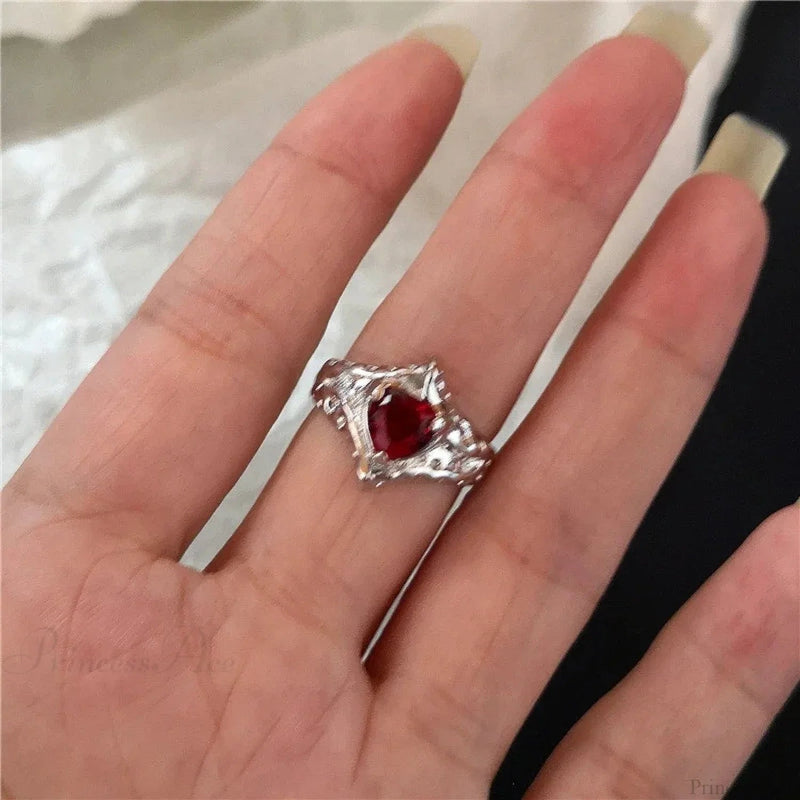 Dark Rebel Crimson Gem Cross Ring