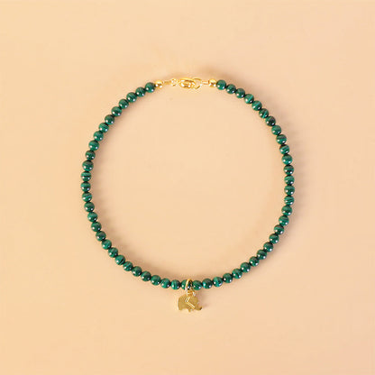 Buddha Stones Natural Malachite Elephant Anti-anxiety Charm Bracelet