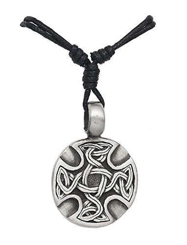 Pewter Celtic Cross Circle Shield Pendant on Adjustable Necklace Cord