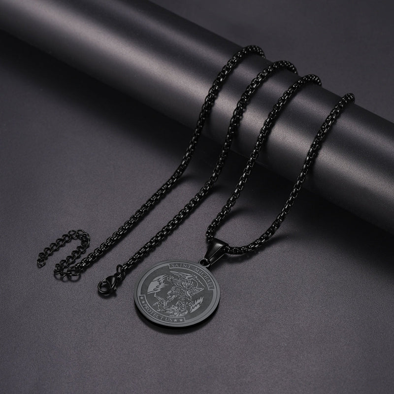 St. Michael Coin Necklace Medal Protection Pendant