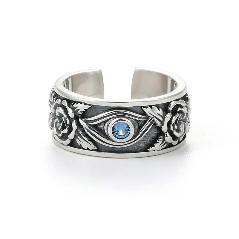 Buddha Stones Eye of Horus Crystal Protection Adjustable Ring