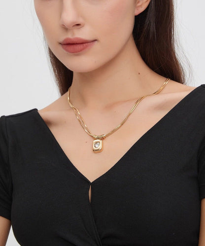 Classy Golden Zircon Tungsten Steel Lariat Necklace