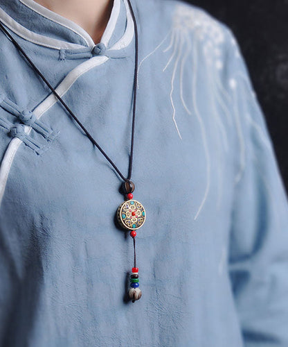 Handmade Red Agate Ping an Plaque Pendant Necklace