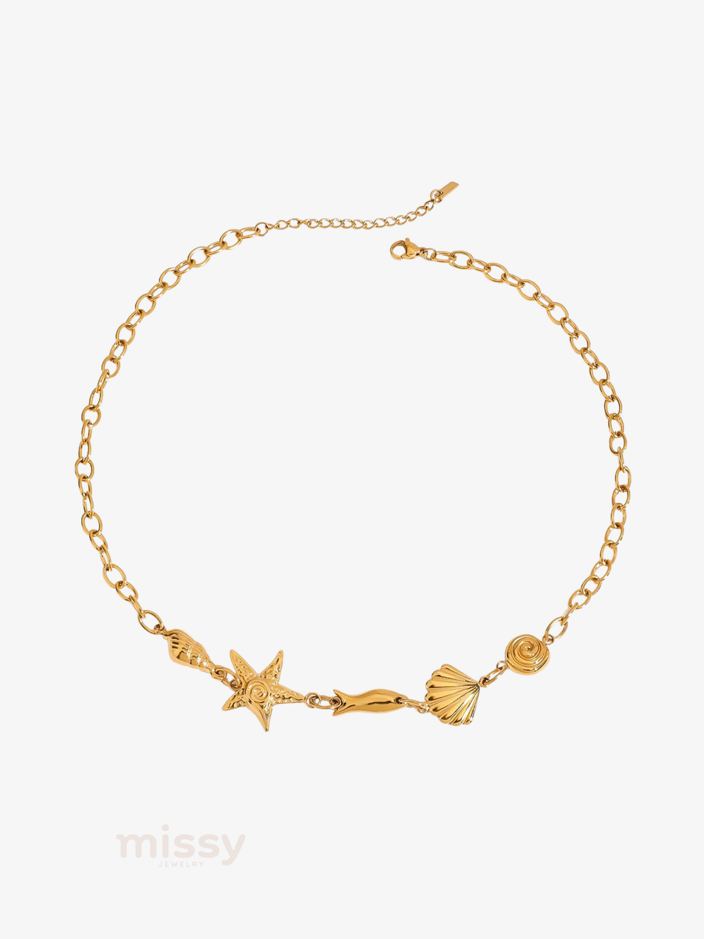 Golden Starfish Layered Necklace Set