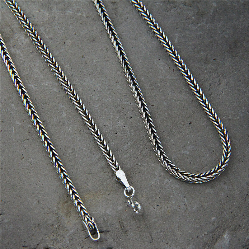 45-75cm Simple Sterling Silver Foxtail Chain Necklace