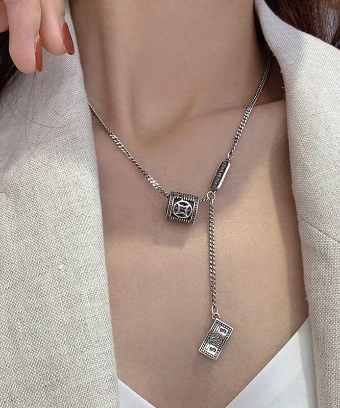 Silk Sterling Silver Stainless Steel Abacus Pendant Necklace