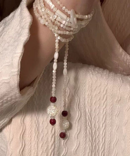 White Alloy Beading Agate Charm Bracelet