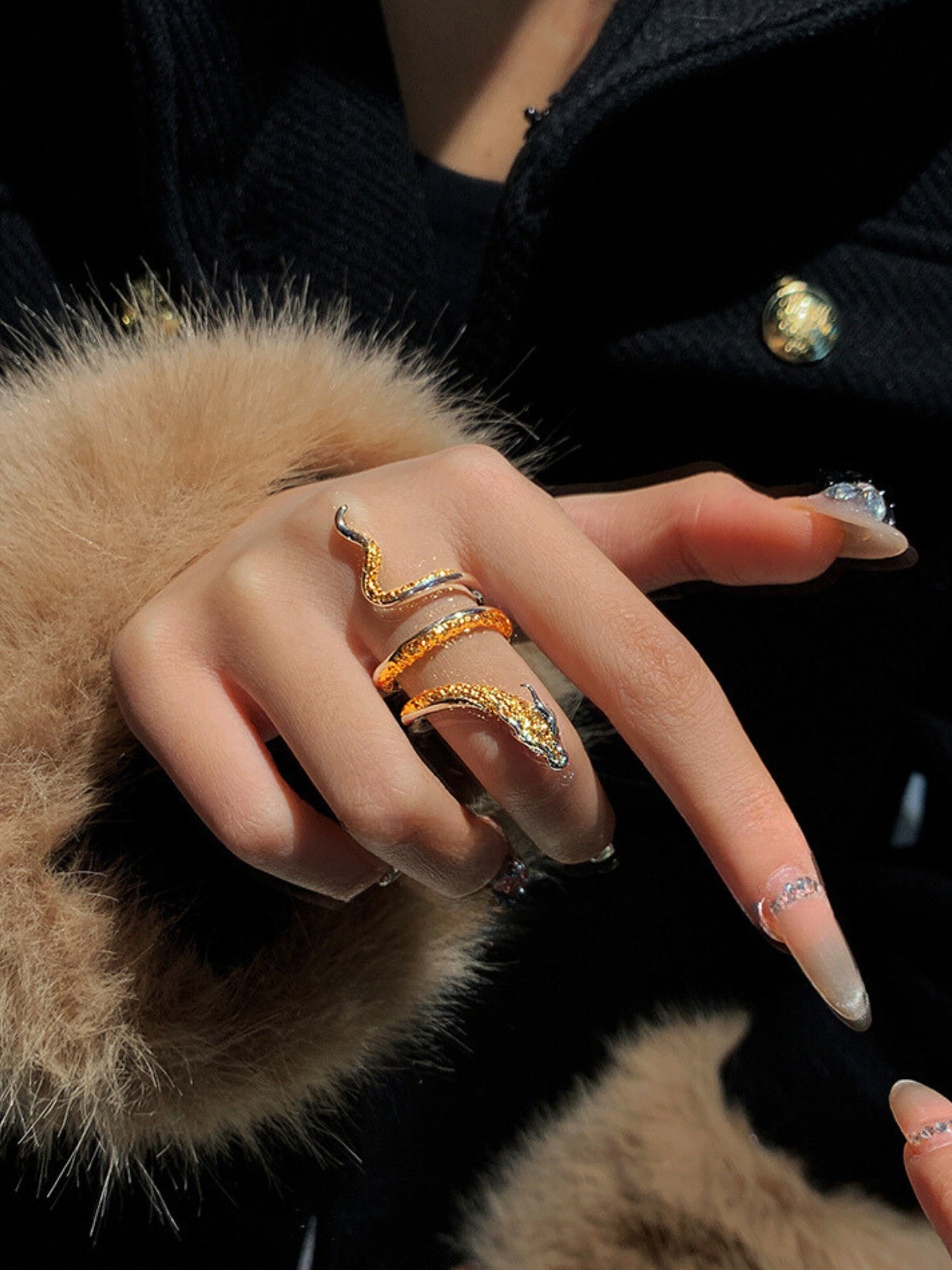 Dragon Silver-gold Adjustable Ring