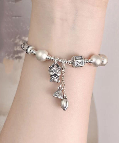 Silk Sterling Silver Agate Tassel Charm Bracelet