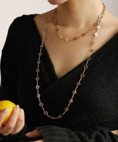 Gold Copper Overgild Hollow Out Carving Necklace