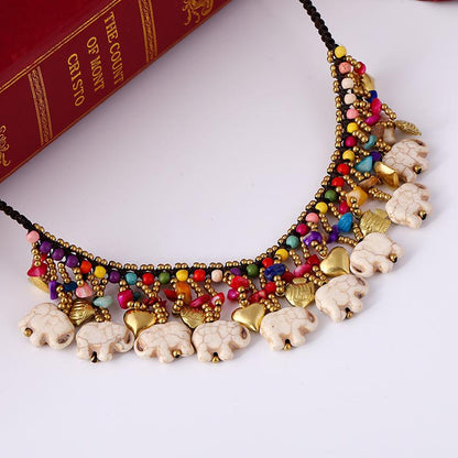 Elephant Pendant Beach Necklace