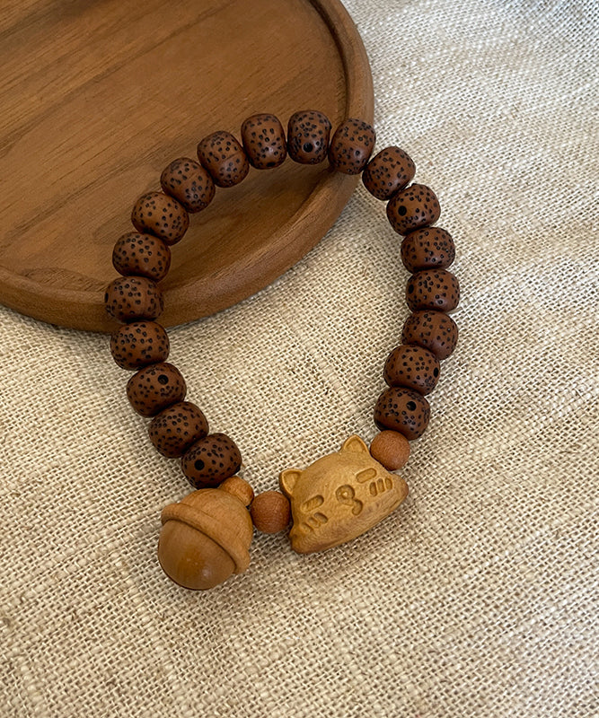 Brown Sandalwood Bodhi Charm Bracelet