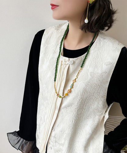 Blackish Green Jade Turquoise Cloisonne Enamel Detachable Beading Gratuated Bead Necklace