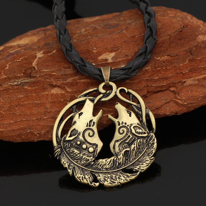 Twin Howl Wolf Spirit Necklace
