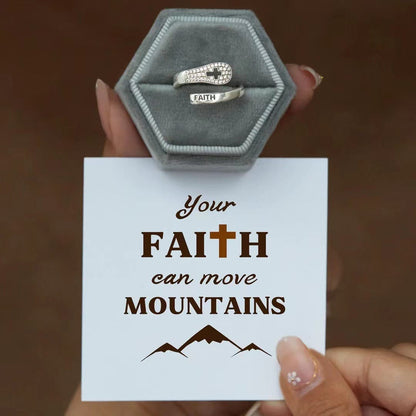 Silver Faith & Cross Zircon Ring