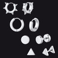 4pcs Rivets/hoop/stud/triangle Earrings Set for