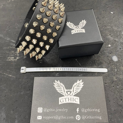 4 Rows of Rivets Leather Bracelet