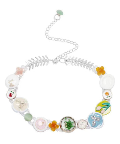 Rainbow Alloy Beading Button Princess Necklace