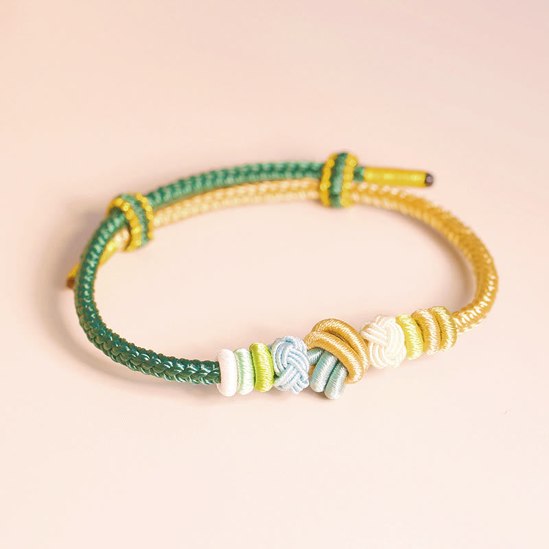 Buddha Stones Two-color Rope Handcrafted Eight Thread Peace Knot Luck Connection Bracelet