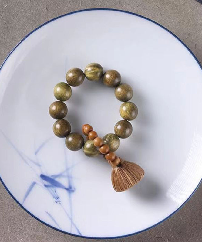 Colorblock Olivary Nucleus Beading Tassel Bracelet