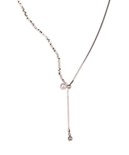 Silk Sterling Silver Pearl Broken Silver Pendant Necklace