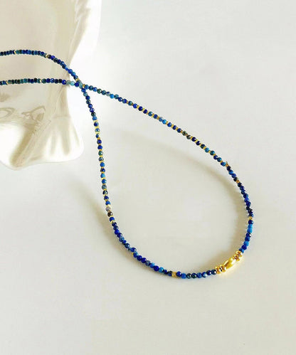 Klein Blue Sterling Silver Overgild Bluestone Beading Two Piece Set Pendant Necklace