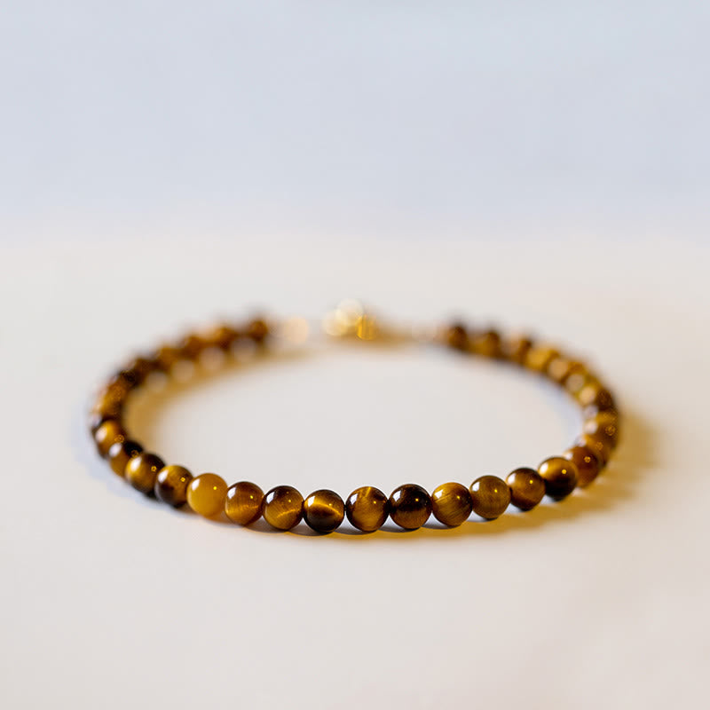 Buddha Stones 14k Gold Plated Natural Tiger Eye Stone Courage Protection Bracelet