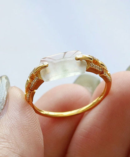 Modern Cyan 18k Gold Chalcedony Rings