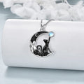 Moonchild's Mystique: Black Cat Crescent Moonstone Talisman Necklace