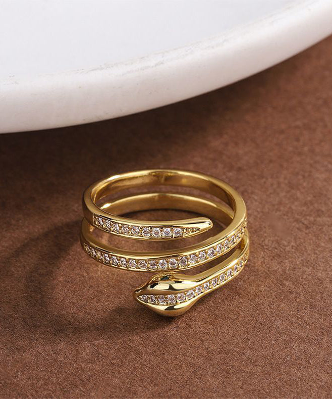 Alloy Zircon S-shaped Rings Two-piece Set