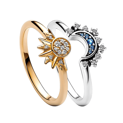 Celestial Harmony Sun & Moon Ring Set