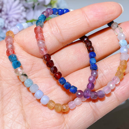 4mm Faceted Crystal Cube Bracelet for Healing Energy