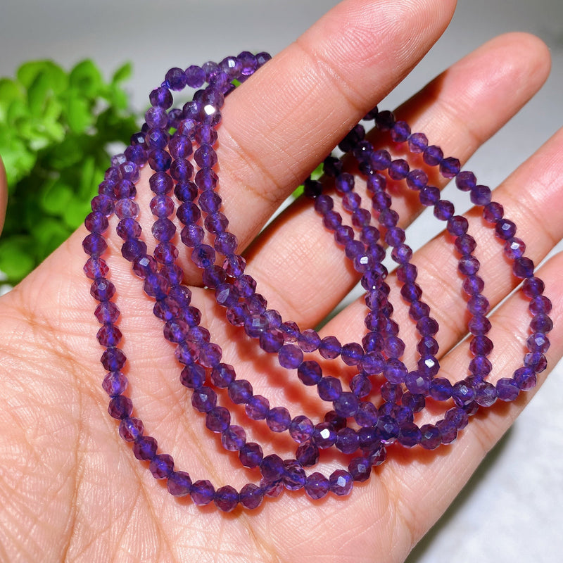 4mm Rose Quartz Faceted Crystal Healing Bracelet