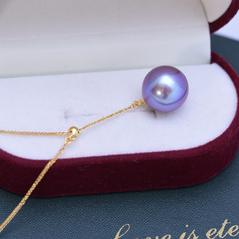 12-13mm Freshwater Edison Purple Pendant & S925 Silver Y-shaped Chain
