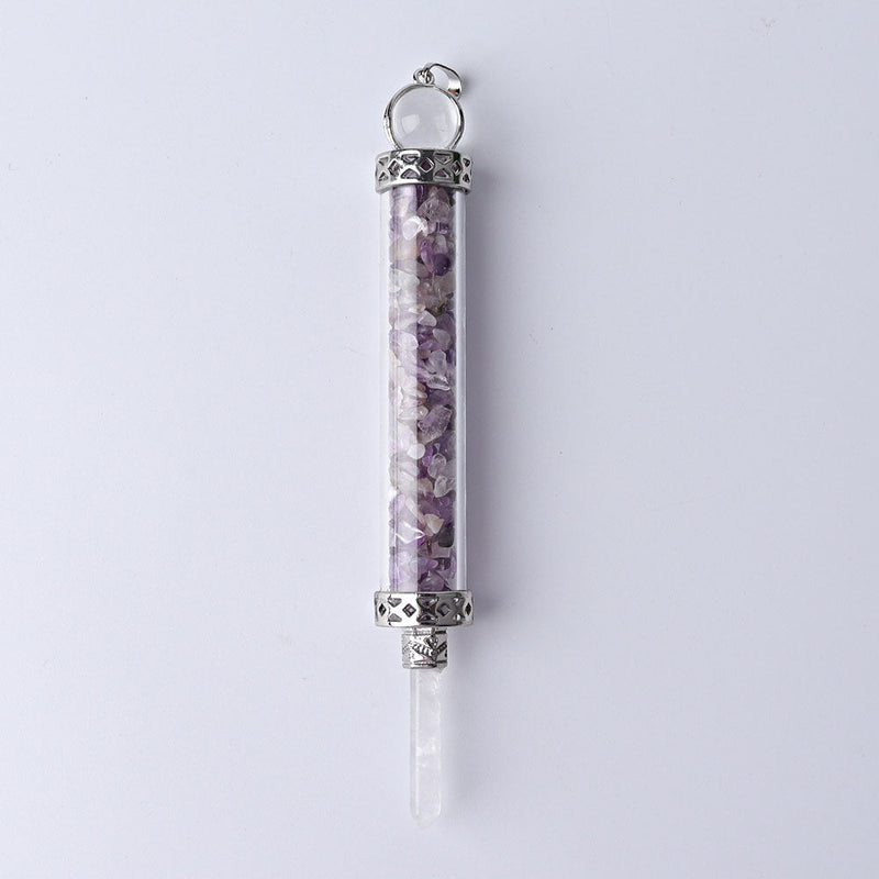 5 Inch Crystal Pendant Filled With Healing Chips