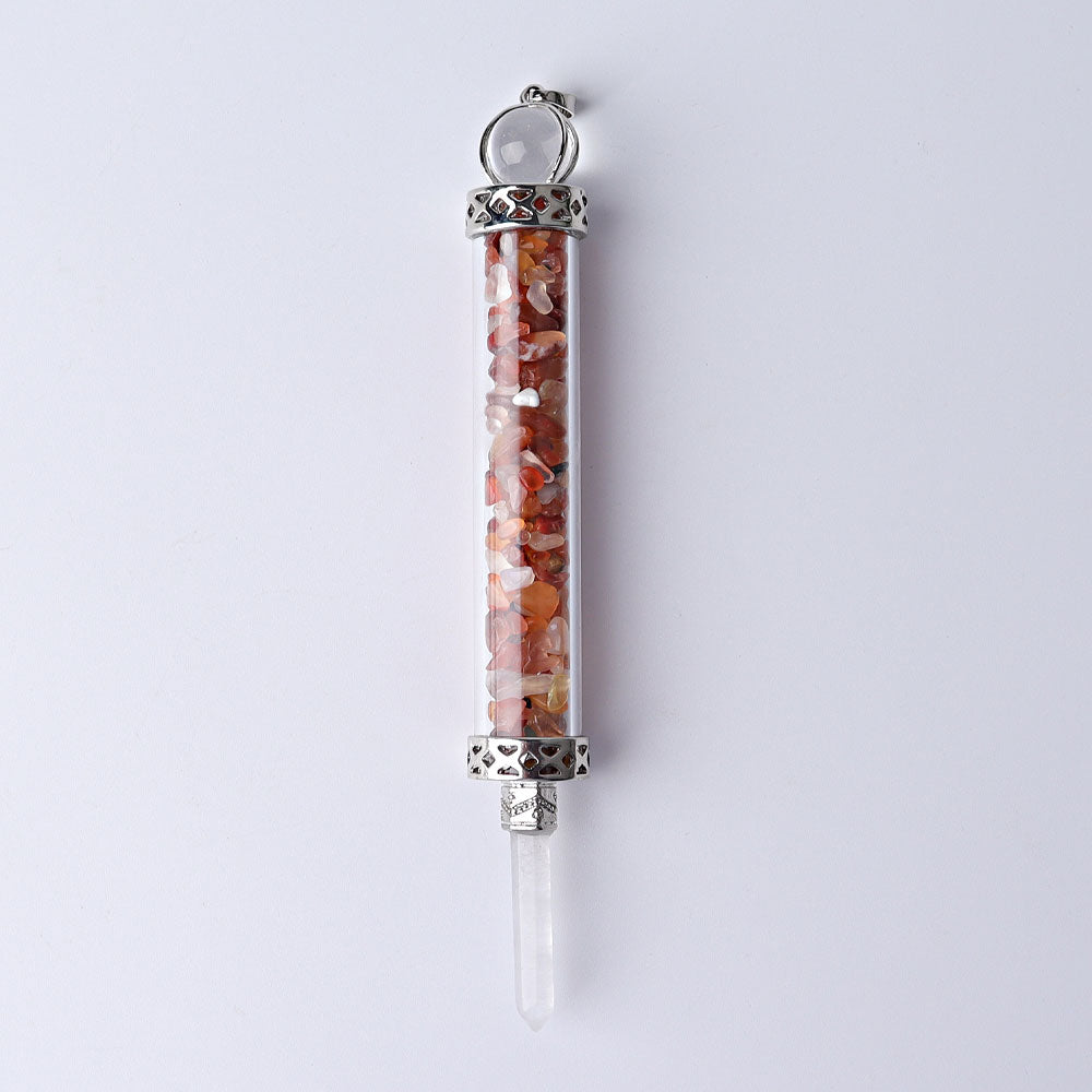 5 Inch Crystal Pendant Filled With Healing Chips