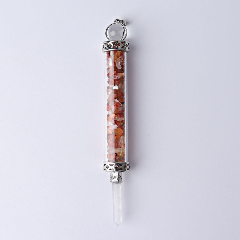 5 Inch Crystal Pendant Filled With Healing Chips