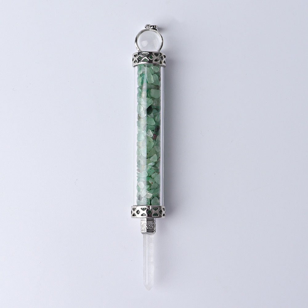 5 Inch Crystal Pendant Filled With Healing Chips
