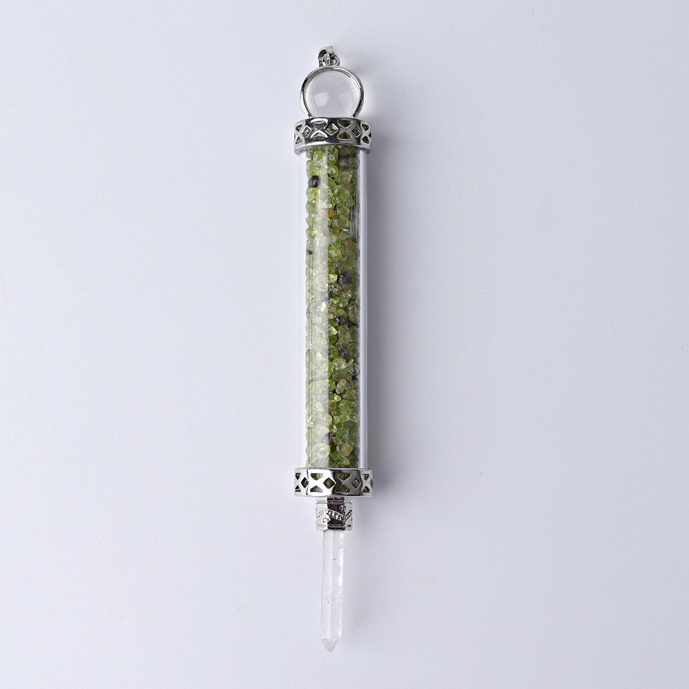 5 Inch Crystal Pendant Filled With Healing Chips