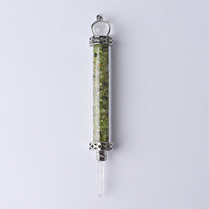 5 Inch Crystal Pendant Filled With Healing Chips