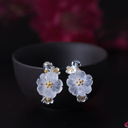 925 Sterling Silver Plum Blossom Spiritual Earrings for Protection