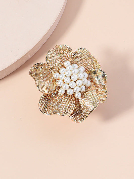 Adjustable Color-block Flower Shape Rhinestone Sequined Rings Accessories