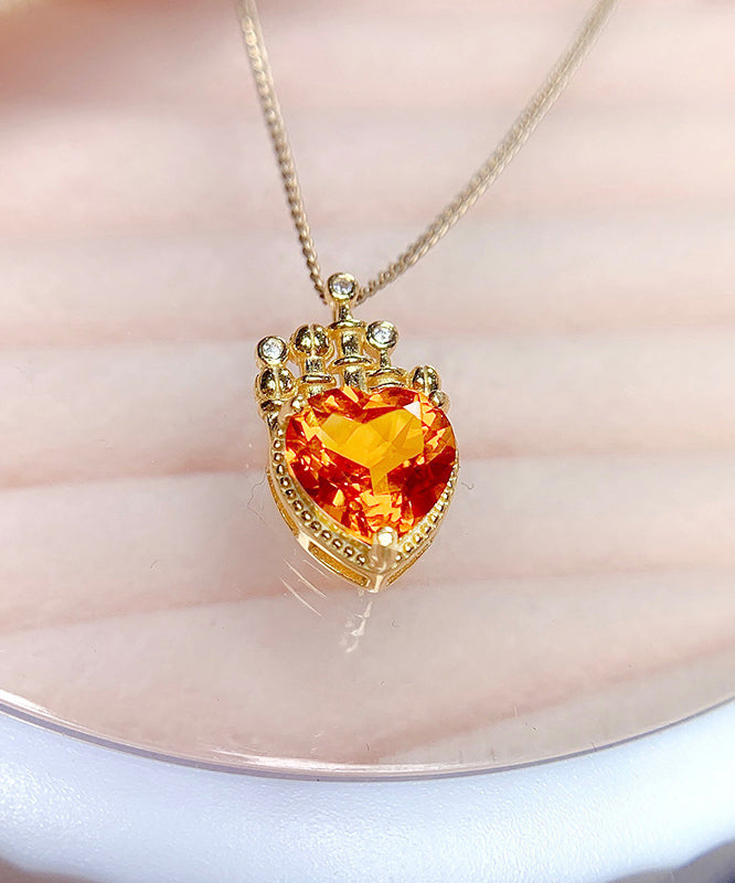 Diy Yellow Sterling Silver Overgild Crystal Pendant Necklace