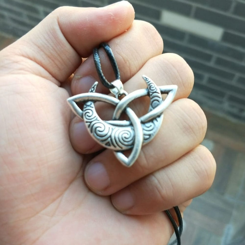 Sacred Spiral Moontriquetra Necklace