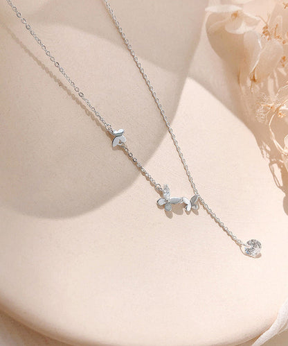 New Style Sparkling Diamond Butterfly Necklace Light Tassel